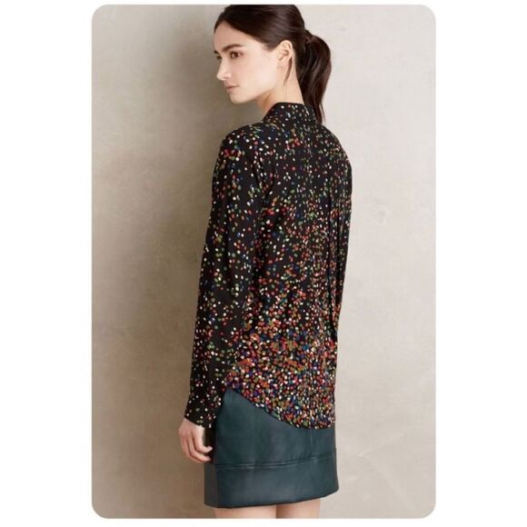 Anthropologie
maeve Wynwood black multi dot button down front blouse top - Picture 2 of 9